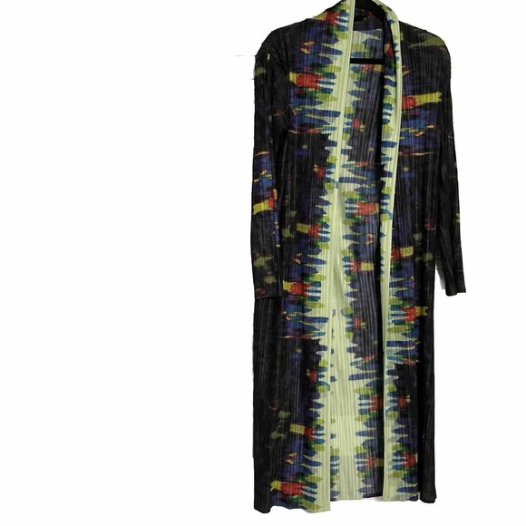 Unbranded Tops - Multi Waterfall Color Woman’s Long Sleeve Pleated Open Kimono Long